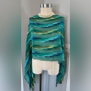 Woven Scarf in Southwestern Style with Braided Fringe 20” x 70”